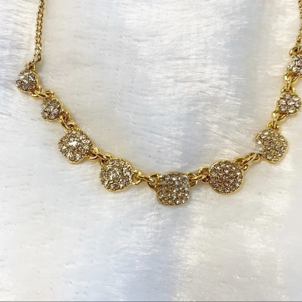 DKNY Gold-tone Pave Geometric Collar Necklace